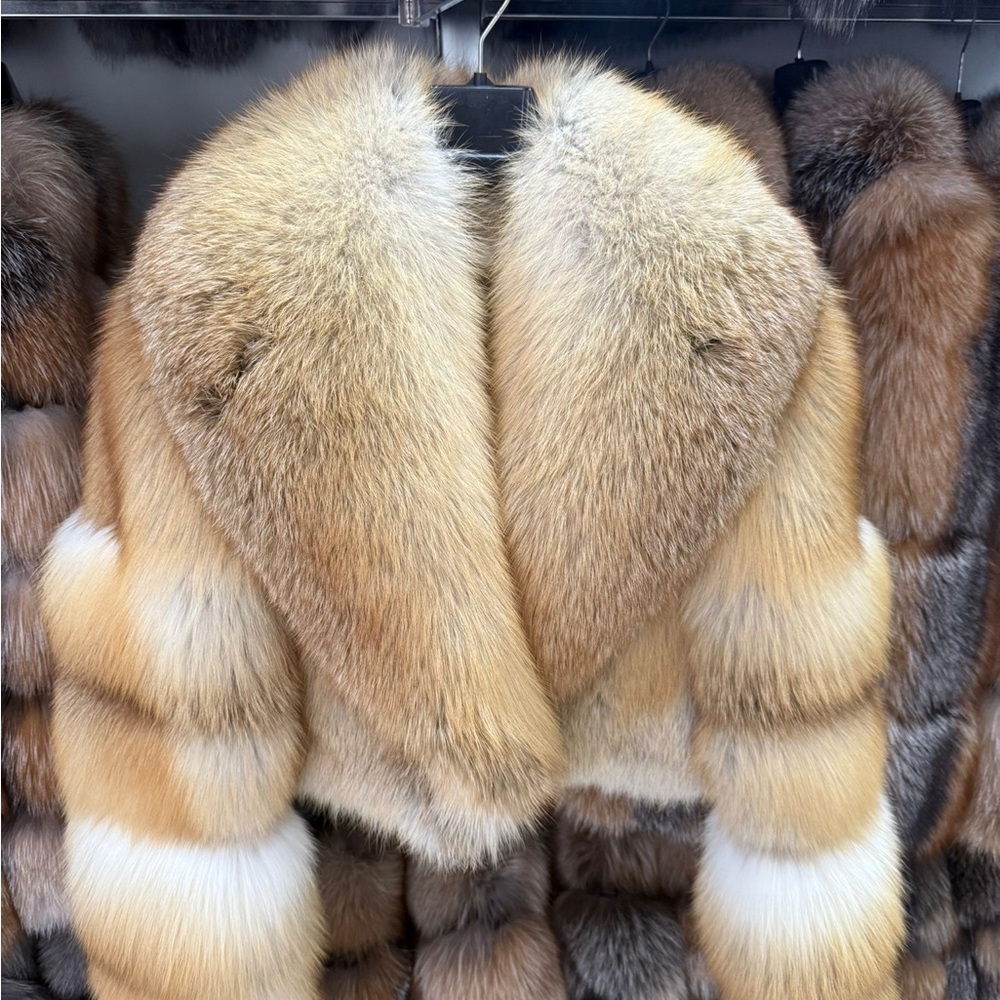 Luxurious Tan and White Fur Jacket